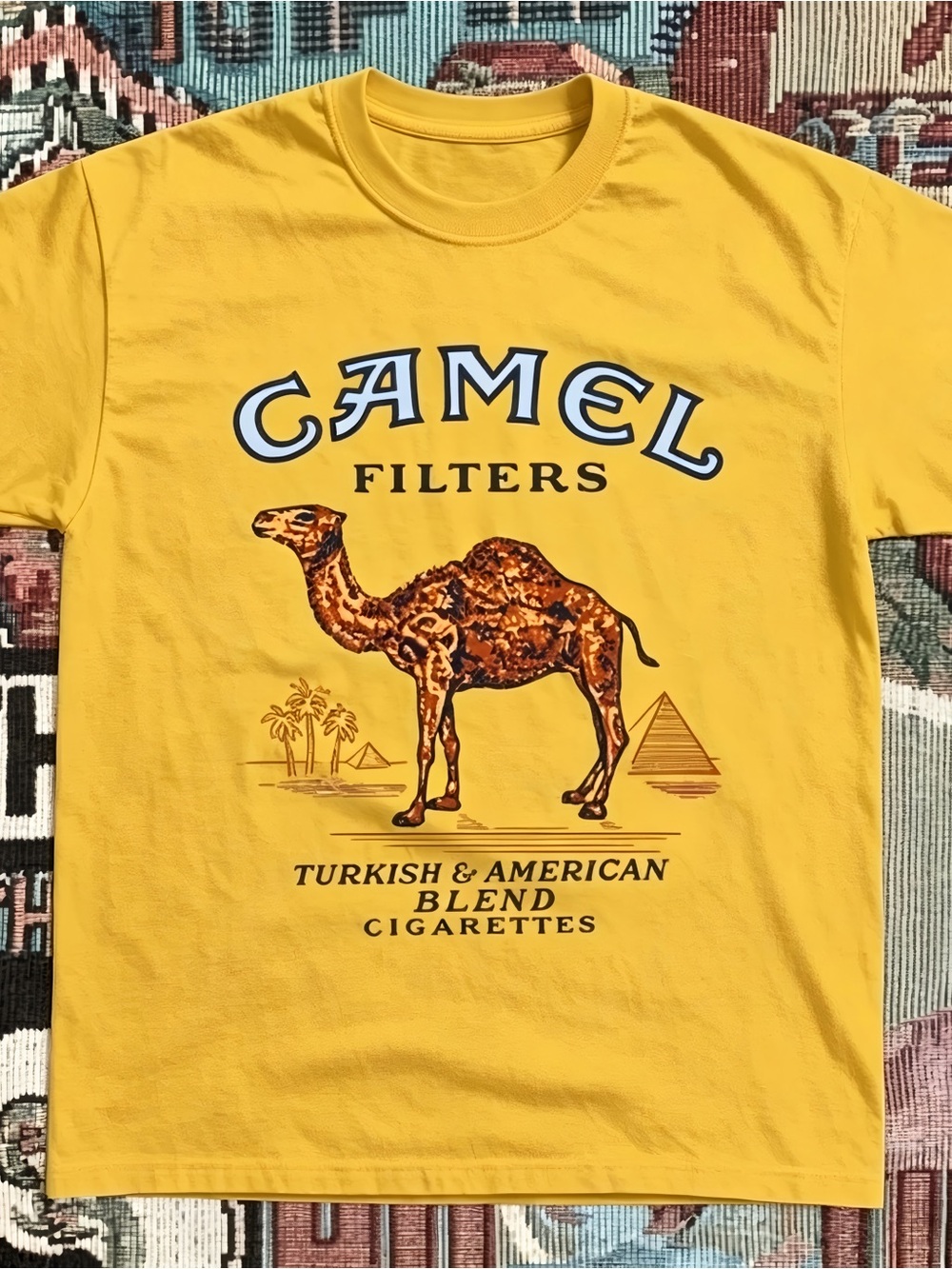 Retro Camel Filters Vintage Graphic Yellow Streetwear Womens Mens T-shirt Unisex